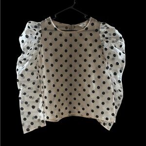 Polka Dot Sheer Sleeve Blouse